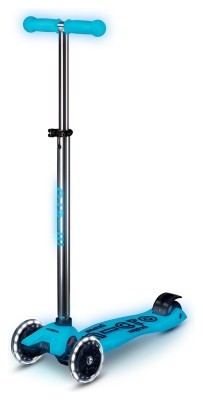 Самокат MICRO серии "Maxi Deluxe Glow LED" &ndash; СИНИЙ ХРУСТАЛЬ (до 50 kg, 3-х колесный, свет)