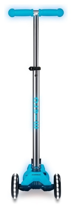 Самокат MICRO серии "Maxi Deluxe Glow LED" – СИНИЙ ХРУСТАЛЬ (до 50 kg, 3-х колесный, свет)
