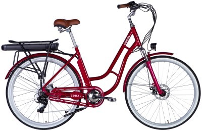 Велосипед с электроприводом 28" AL Dorozhnik ECORAL DD FR рама-19" 48B 12.5А*ч 500Вт рубиновый YS 7496 2025