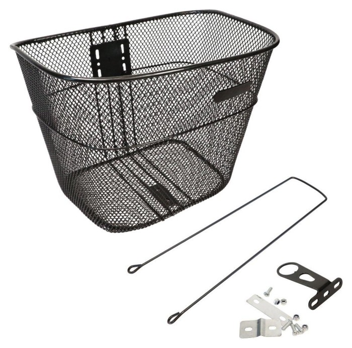 Корзина Сталь под болт и на рулевую колонку 24-28" 335*250*245 мм со стойкой 400L 25,4" CK-004B черный