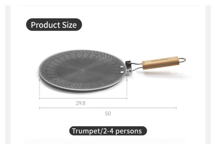 Сковорода з нержавіючої сталі зі складаною ручкою Naturehike CNK2550CF011, 29,5 х 29,5 см