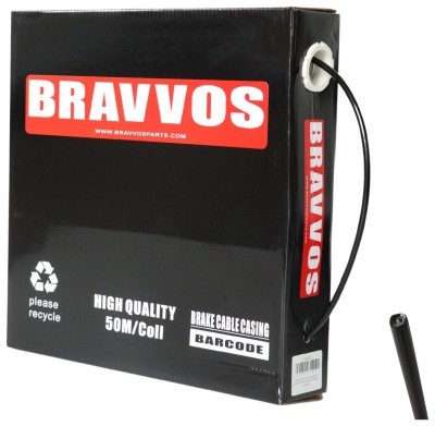 Рубашка тормозного троса 50м BRAVVOS 5мм черная бабина в коробке