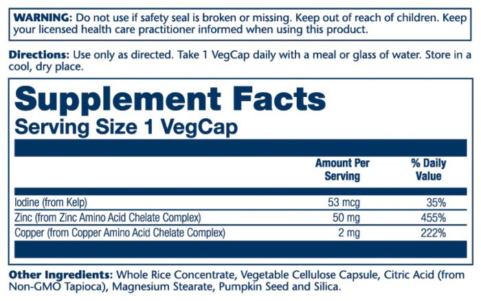 Zinc Copper - 100 vcaps
