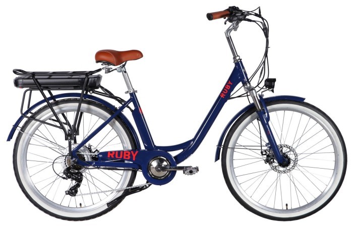 Велосипед з електроприводом 26" AL Dorozhnik eRUBY DD FR рама-17" 36B 13А*г 500Вт темно-синій 2026, укр, укр
