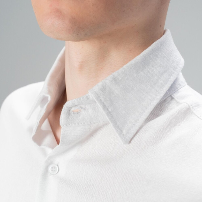 Рубашка мужская Slavni на пуговицах классическая белая, Рубашка Slavni Basset из льна на пуговицах белая