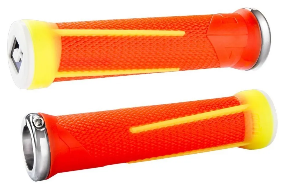 Гріпси ODI AG-1 Signature Fl.Orange/Fl. Yellow w/ Silver clamps (жовто - помаранчеві з срібними замками) (OBOD_D35A1OY-S)