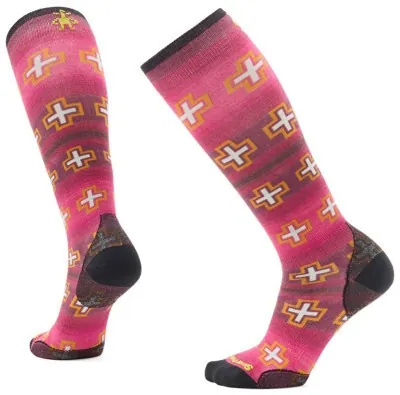 Шкарпетки жіночі Smartwool Women's Ski Zero Cushion Paths Crossed Print OTC, Power Pink, M