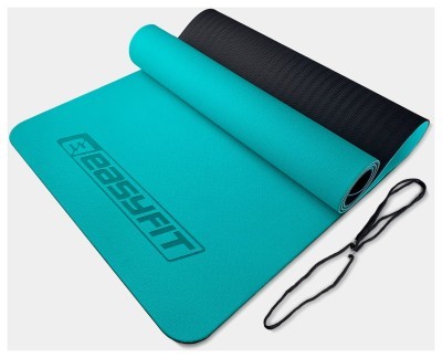 Коврик для йоги и фитнеса EasyFit TPE+TC 6 мм двухслойный мятный черный