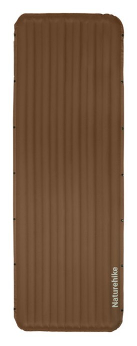 Матрас туристический надувной одноместный Naturehike CNK2450WS034, 198х68х9.5 см, коричневый, для кемпинга с мешком для надува.