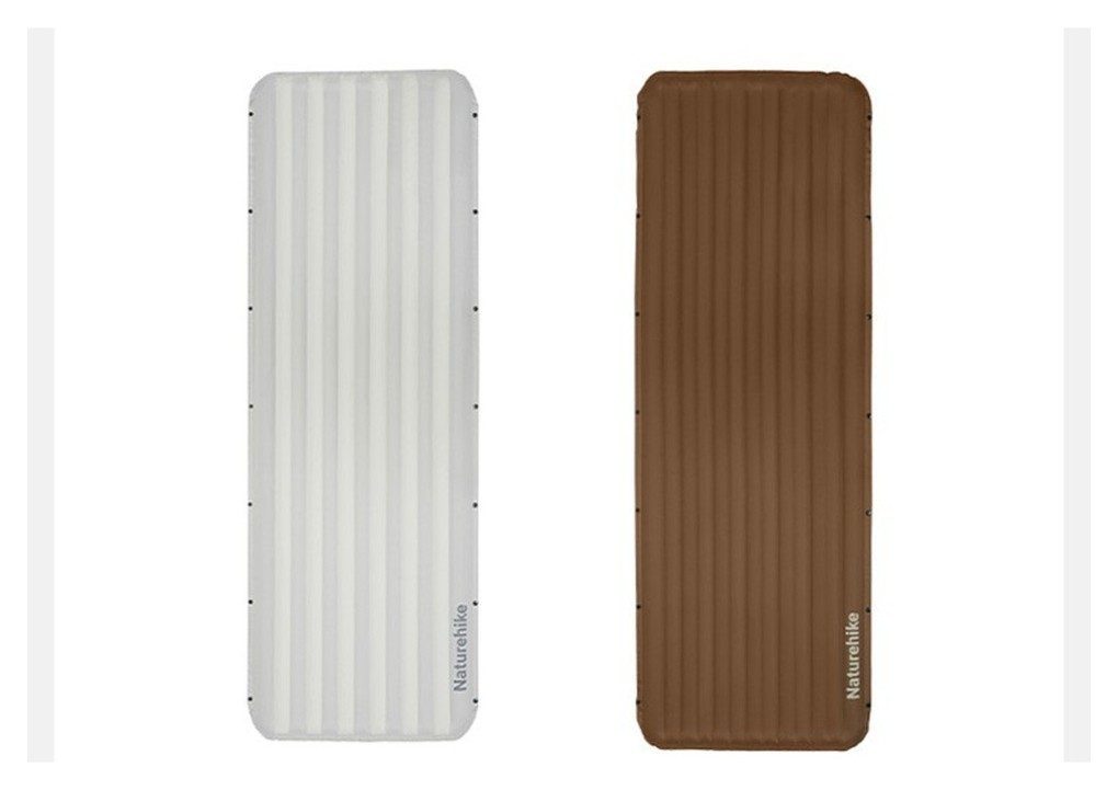 Матрас туристический надувной одноместный Naturehike CNK2450WS034, 198х68х9.5 см, коричневый, для кемпинга с мешком для надува.