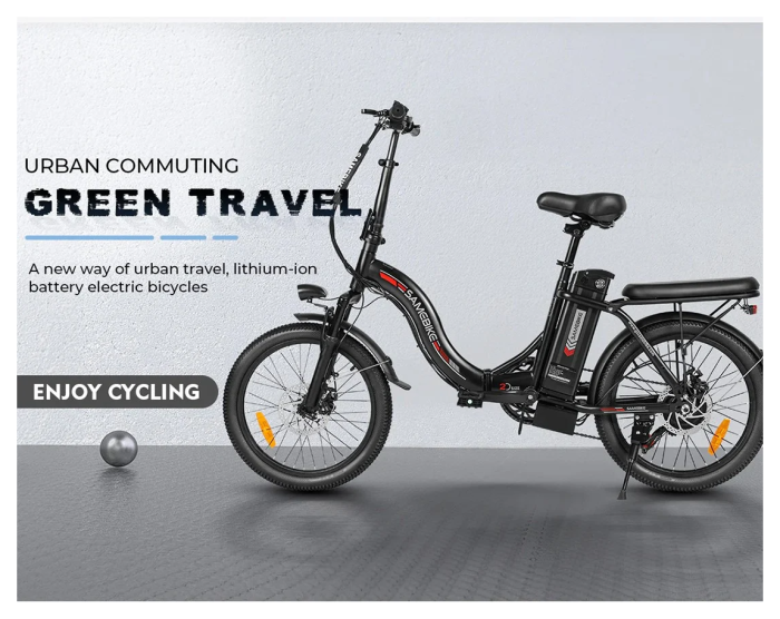 Электровелосипед Samebike CY20 (350 Вт, 12 А*ч, 36 В), колеса 20", с ручкой газа, белый