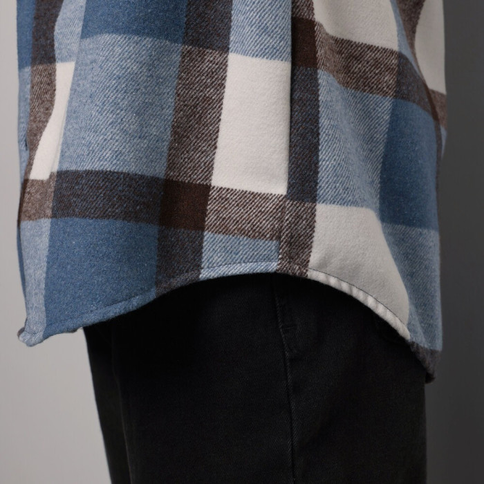 Рубашка в клеточку Сине-черная. Мужская рубашка Pobedov Tartan в клеточку Сине-черная