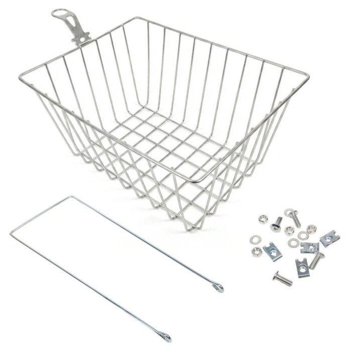 Кошик Сталь під болт і на рульову колонку 24-28" 370*290*185 мм зі стійкою 400L 25,4" CK-006S срiблястий, укр, укр