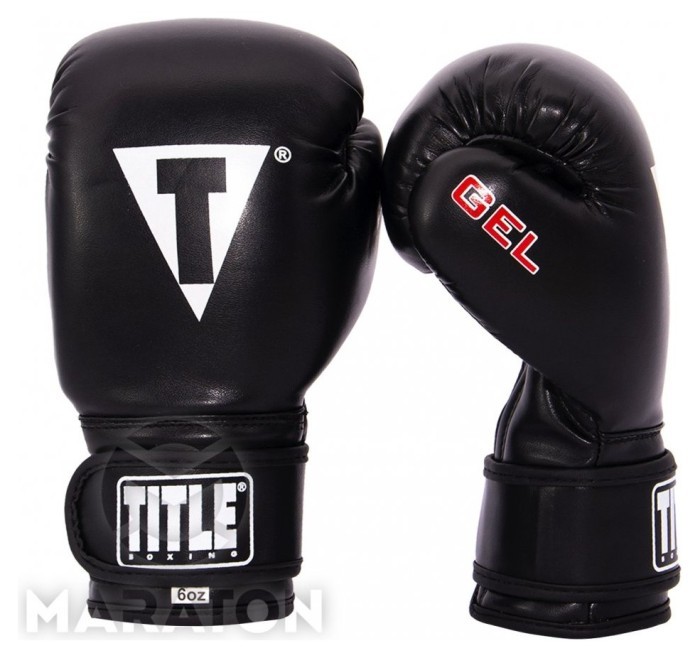 Перчатки для боксу Maraton Title Gel # 6 OZ, Чорний, укр, укр