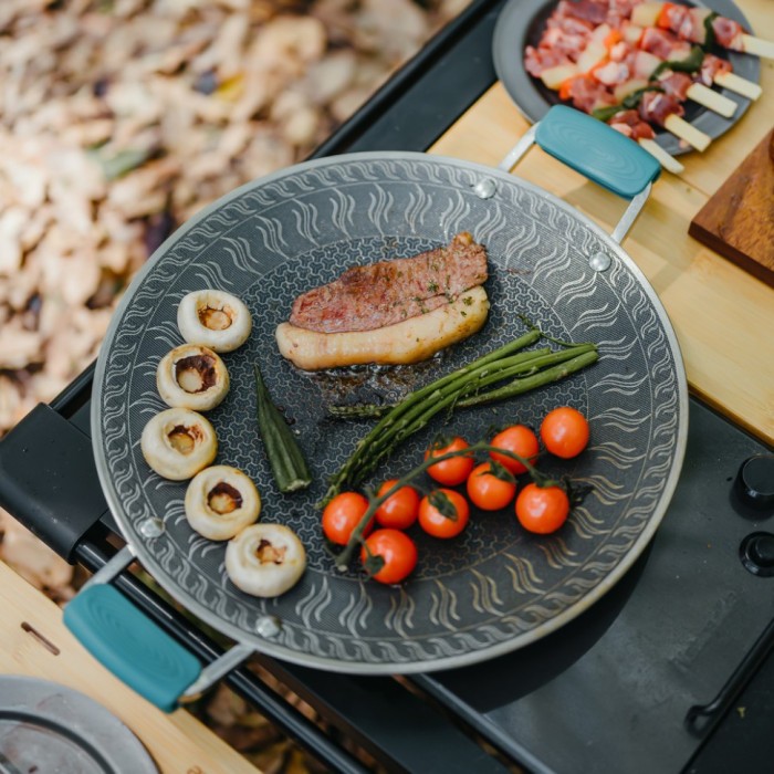 Сковорода з нержавіючої сталі з силіконовими ручками Naturehike CNK2550CF011, 34 х 34 см, укр, укр