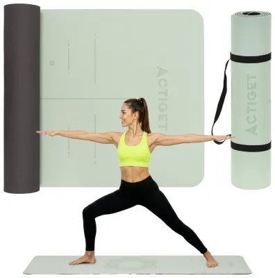 Коврик спортивный Actiget TPE 183 x 61 x 0.6 см для йоги и фитнеса ACT0022 Mint/Black