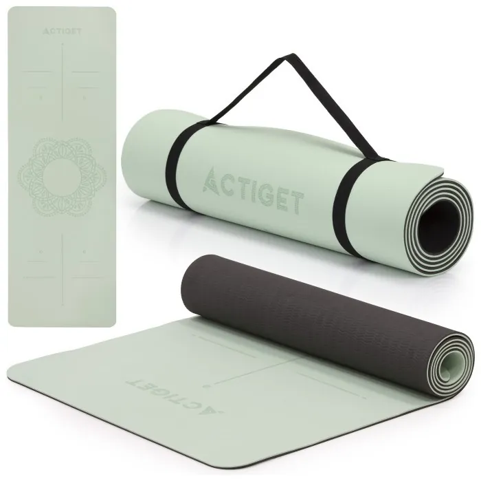 Коврик спортивный Actiget TPE 183 x 61 x 0.6 см для йоги и фитнеса ACT0022 Mint/Black
