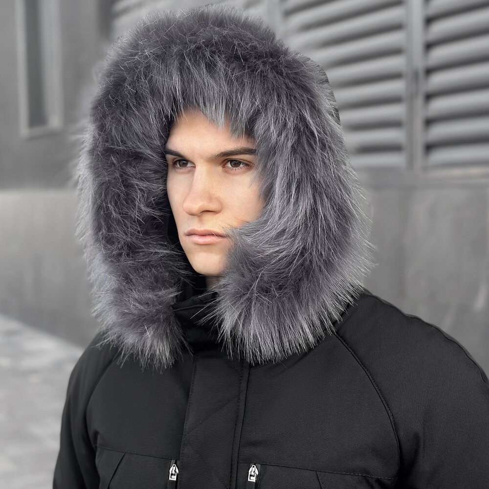 Парка чоловіча зимова з капюшоном Pobedov Seniora Udacha Gray