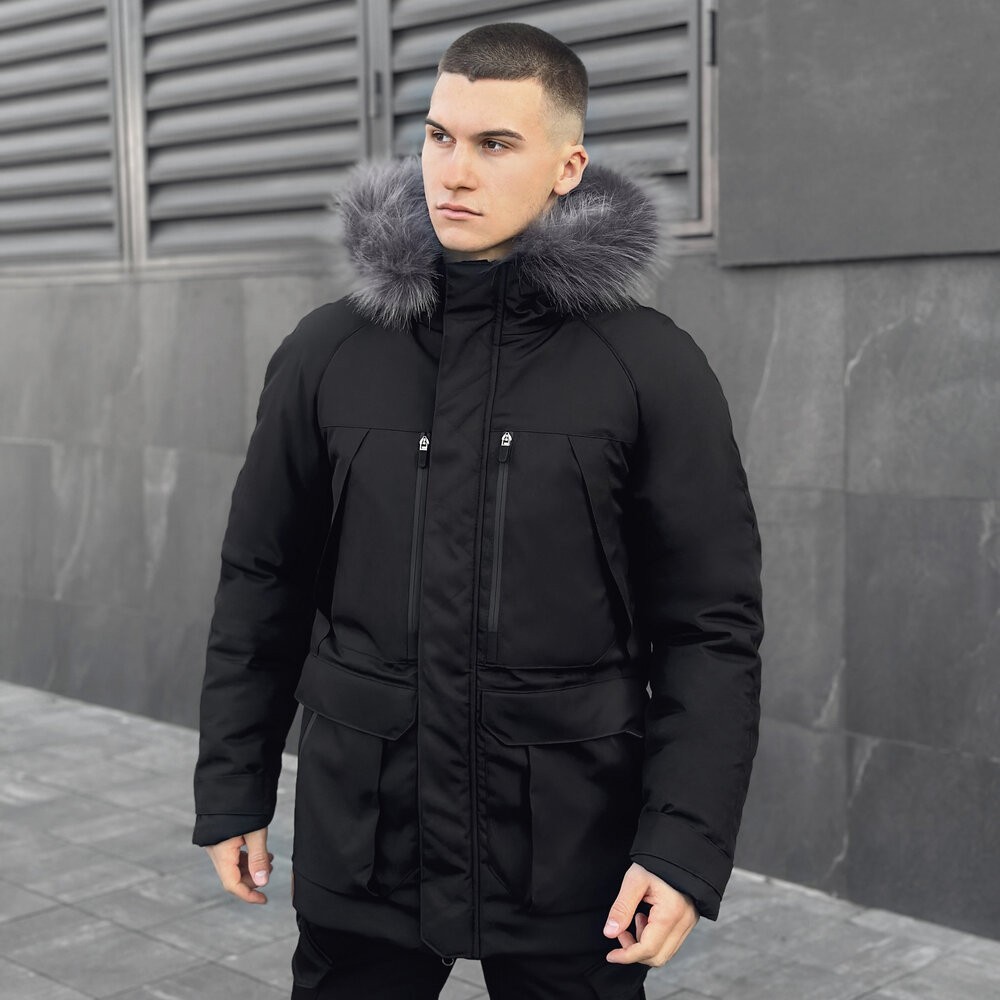 Парка чоловіча зимова з капюшоном Pobedov Seniora Udacha Gray