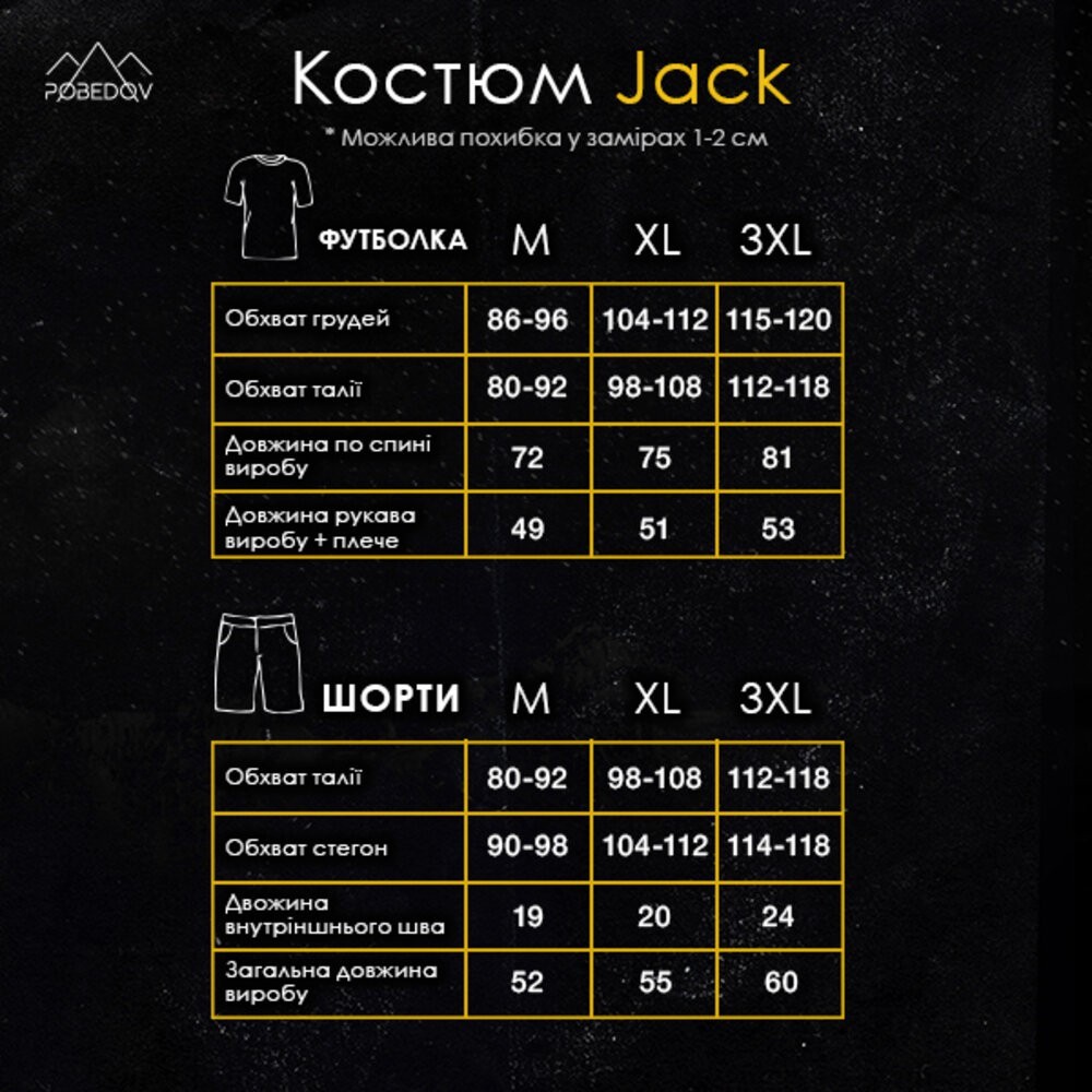 Мужской летний комплект шорты и футболка черный свободного кроя Pobedov Jack