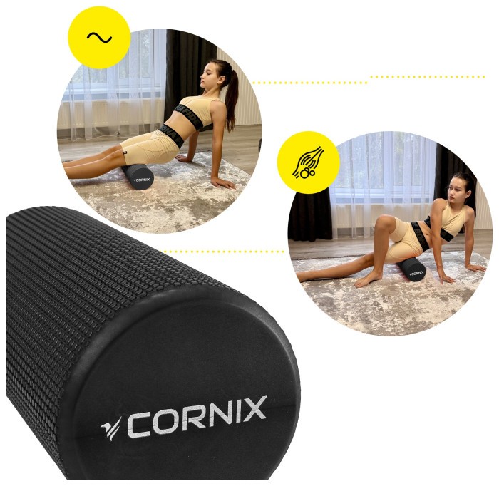 Масажний ролик Cornix EVA+ 30 x 15 см (валик, роллер) XR-0300 Black