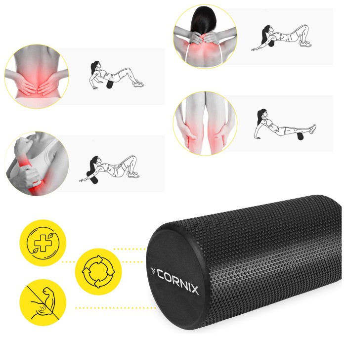 Масажний ролик Cornix EVA+ 30 x 15 см (валик, роллер) XR-0300 Black