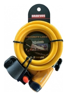 Замок BRAVVOS LOC-065-110 на ключе со стальным тросом 12mmX1500mm оранжевый