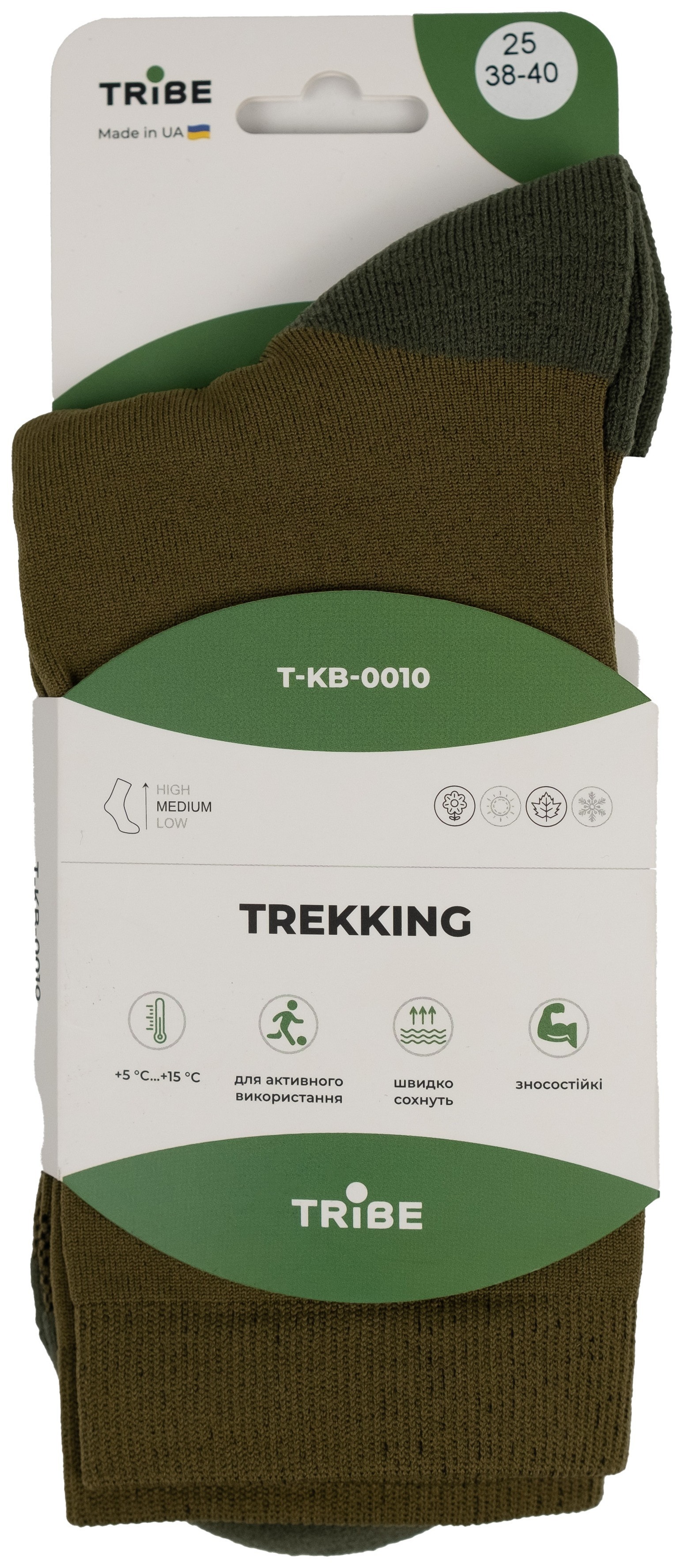 Шкарпетки Tribe Trekking T-KB-0010-olive, 38-40, укр, укр