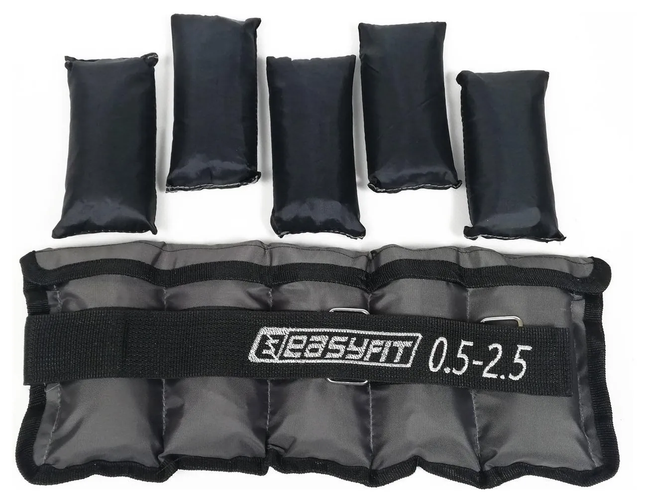 Обтяжувачі для ніг та рук з металом EasyFit Metal набірні зі змінною вагою 0,5-2,5 кг (Чорний)