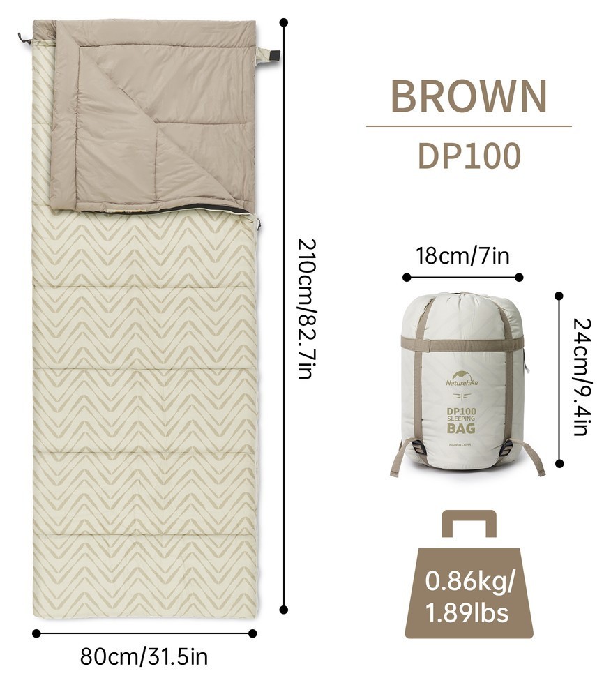 Спальный мешок Naturehike DP100 CNK2300SD012, бежевый