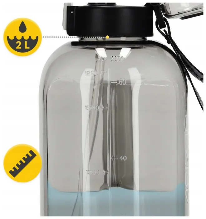 Бутылка для воды спортивная 4FIZJO 2000 мл Grey (P-5905973403825)