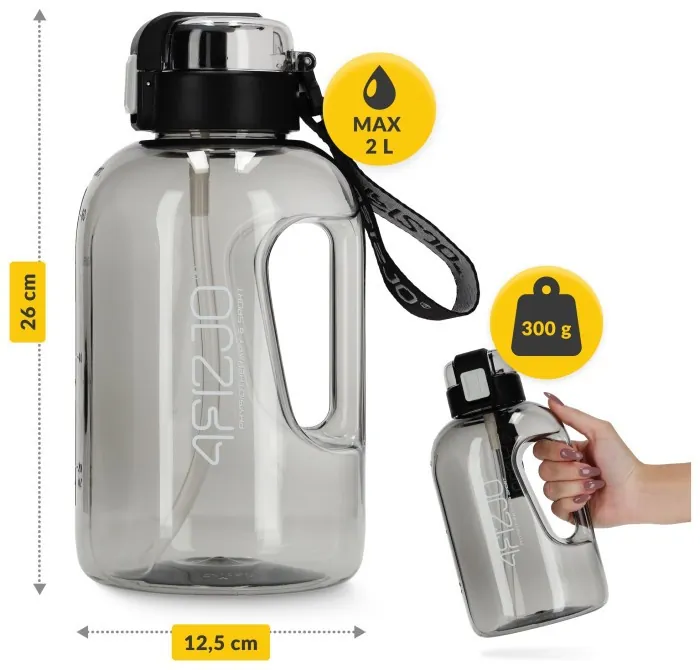 Бутылка для воды спортивная 4FIZJO 2000 мл Grey (P-5905973403825)