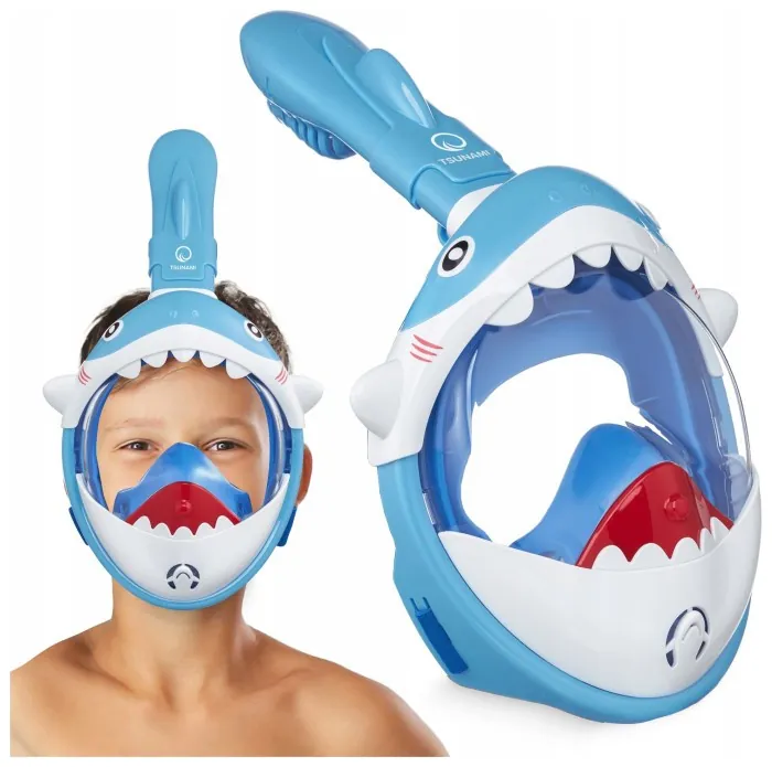 Маска для снорклинга TSUNAMI Shark полнолицевая, детская Sky Blue (P-5907739318237)