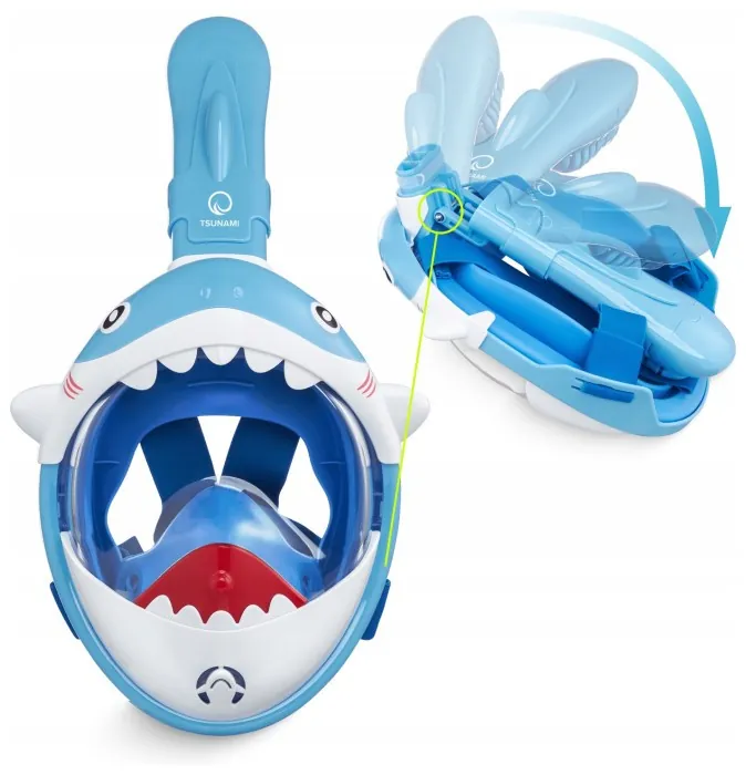 Маска для снорклинга TSUNAMI Shark полнолицевая, детская Sky Blue (P-5907739318237)