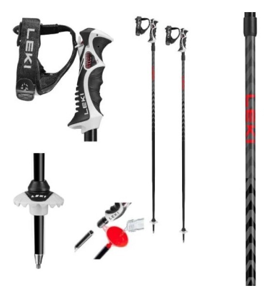 Палки для горных лыж Leki HOT SHOT S 115см Black/light grey/red (6436747-WRH)