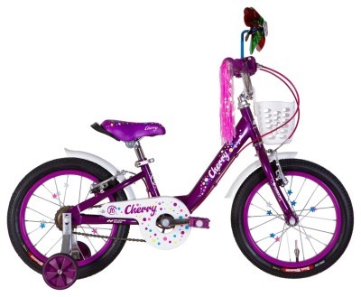 Велосипед ST 16&quot; Formula CHERRY Vbr рама-8,5&quot; фіолетовий з бiлим 2024 крила, дзвоник, корзина