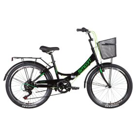 Велосипед ST 24&quot; Formula SMART Vbr трещотка с багажником зад St 2022 (черно-зеленый) 