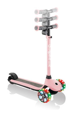 Електросамокат GLOBBER серії E-MOTION 4 пастельно-рожевий, колеса з підсвіткою, 50кг, 6+, 3 колеса, укр, укр