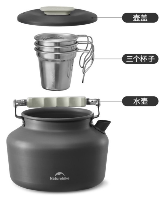 Кемпінговий чайник Naturehike CNK2450CF030 1,4 л, алюміній, укр, укр