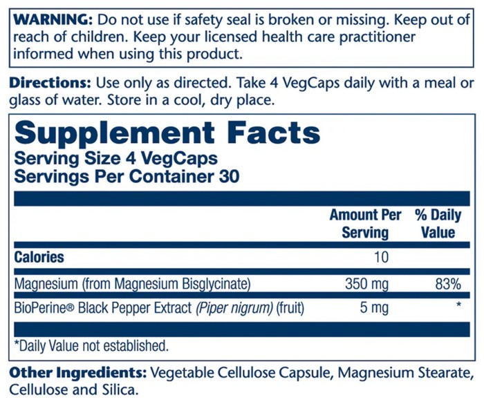 Magnesium Glycinate 350mg - 120 vcaps