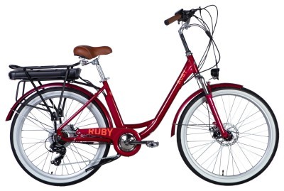Велосипед с электроприводом 26" AL Dorozhnik eRUBY DD FR рама-17" 36B 13А*ч 500Вт бордовый 2026