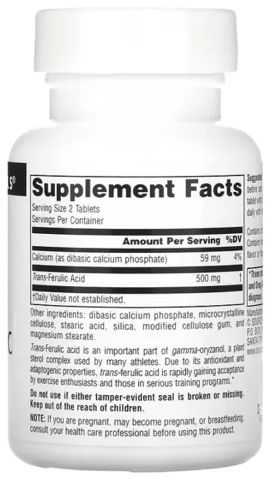Trans-Ferulic Acid 250mg - 30 tabs (Поврежденная банка)
