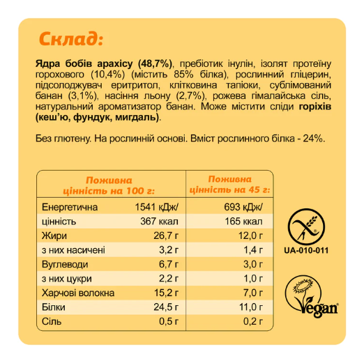 KETO Protein Bar - 10x45g Banana + Peanut (Поврежденная упаковка)