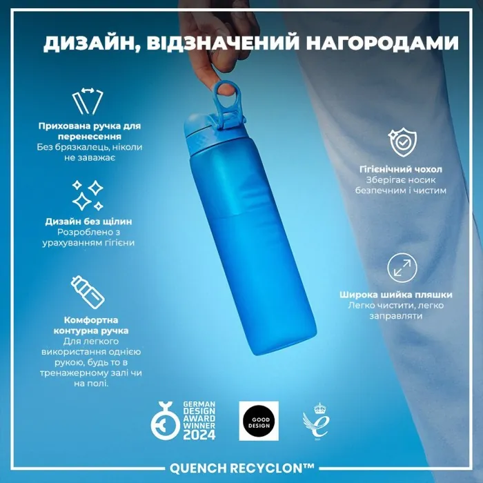 Картофель для воды ION8 1000 мл. (ЭКО бутылка) BPA Free, Blue