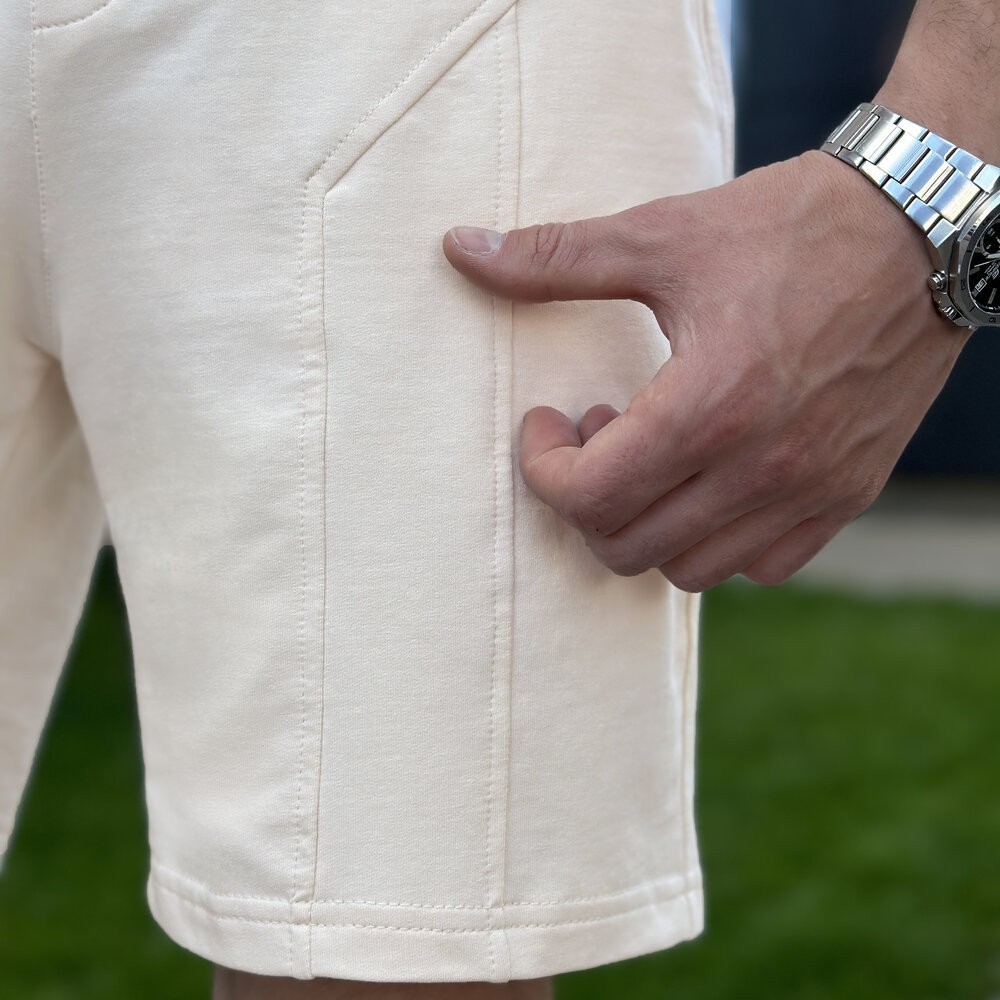 Літній комлект для чоловіків світлий бежевий шорти та футболка Pobedov Barel, укр, укр