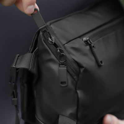 Чоловіча чорна сумка з кишенями на замку Pobedov Modest, укр, укр