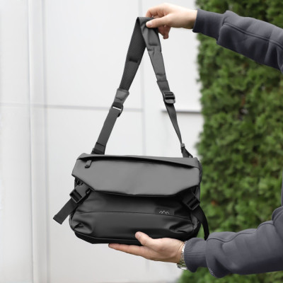 Чоловіча чорна сумка з кишенями на замку Pobedov Modest, укр, укр