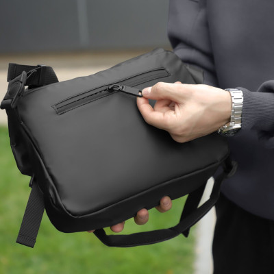 Чоловіча чорна сумка з кишенями на замку Pobedov Modest, укр, укр