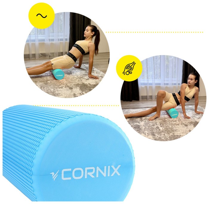Масажний ролик Cornix EVA+ 30 x 15 см (валик, роллер) XR-0301 Blue