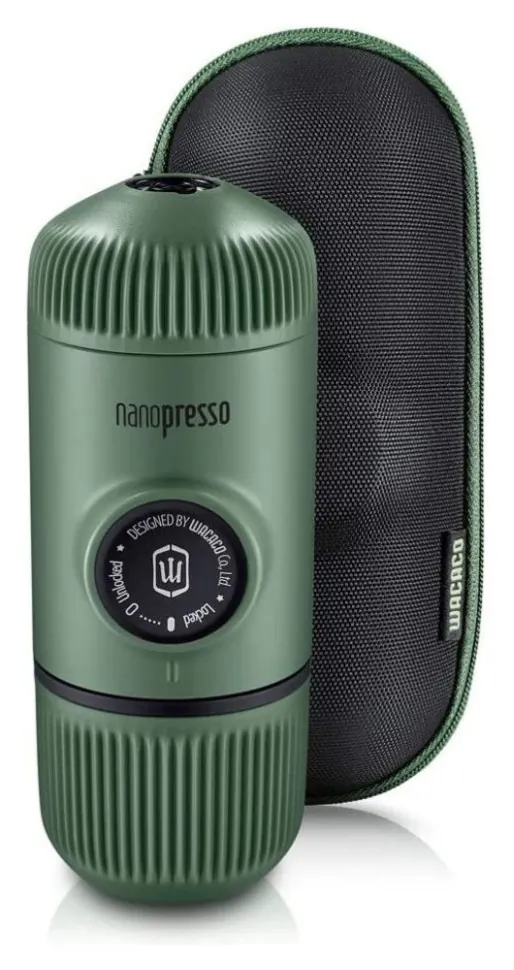 Портативна еспресо-кавоварка Wacaco Nanopresso зелена з чохлом, механічна, для меленої кави (FNR_WNANOGREEN)